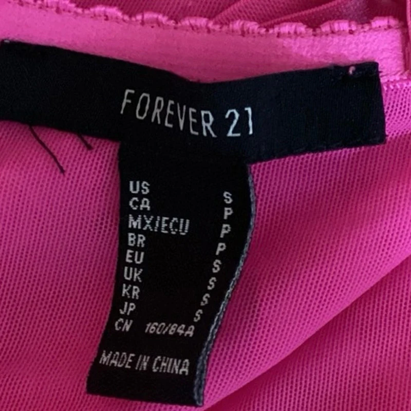 Forever 21 Pink Butterfly Applique Split Scoop Neck Corset Bustier Tank Top Sz S - Image 4