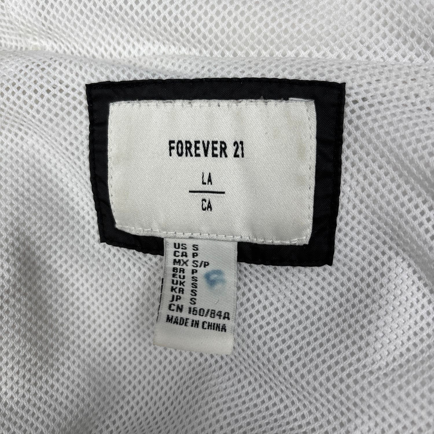 Forever 21 Womens Black White Zip Up Hooded Drawstring Windbreaker Jacket Size S - Image 5
