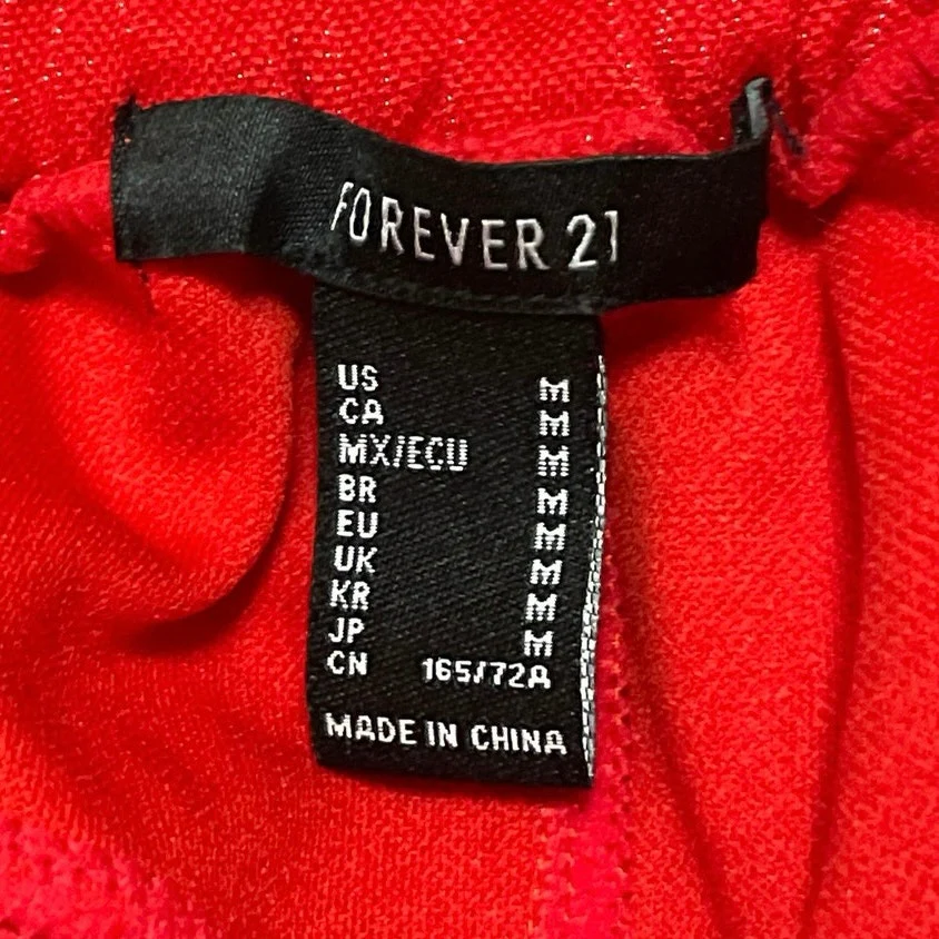 Forever 21 Women's Red High Waisted Stright Wide Leg Trousers Cargo Pants Size M - Image 4
