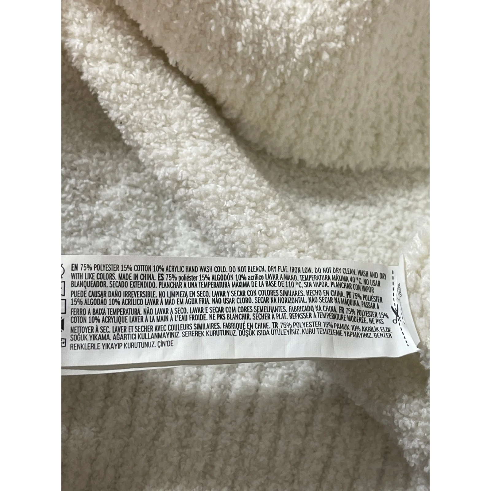 Forever 21 Women's White Ivory Fleece Lace Up Long Sleeve Hoodie Sweater Top S - Image 5