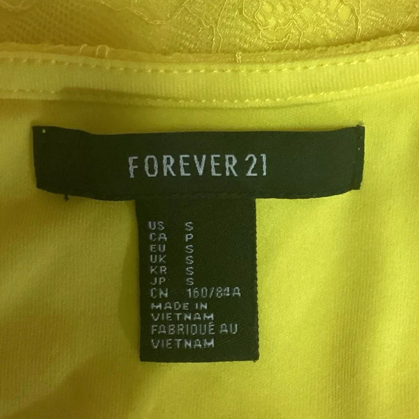 Forever 21 Yellow Textured Sleeveless Scoop A Line Fit & Flare Mini Dress Size S - Image 4