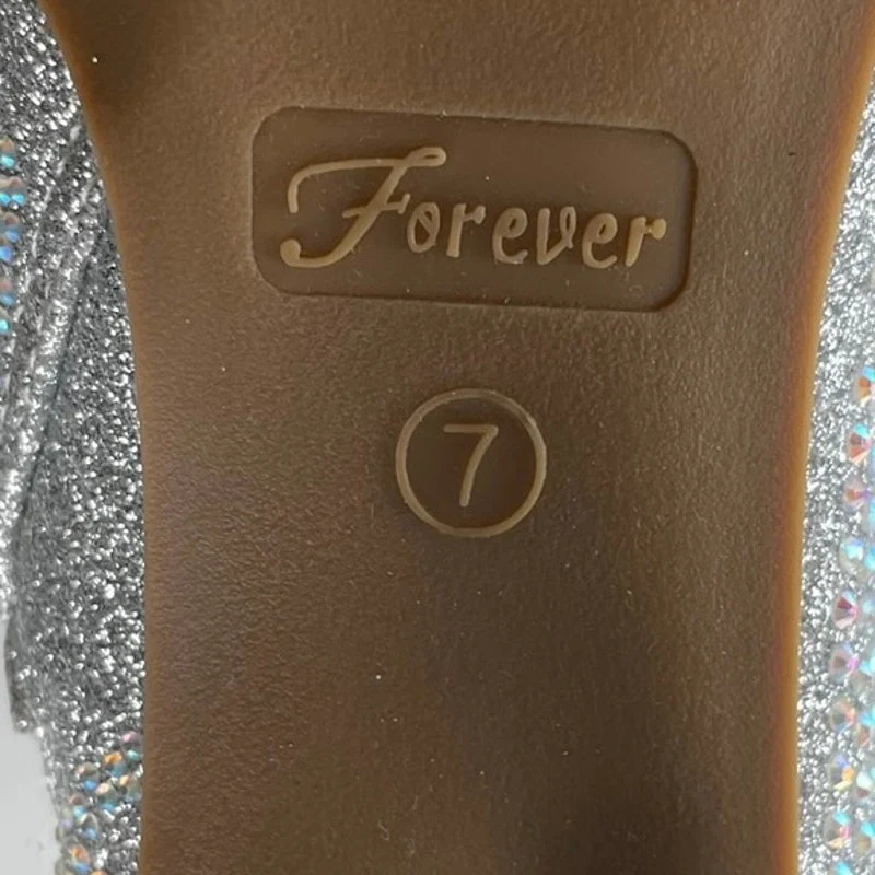 Forever Iceberg 12 Silver Rhinestone Pointed Toe Block Heels Ankle Bootie Size 7 - Image 5