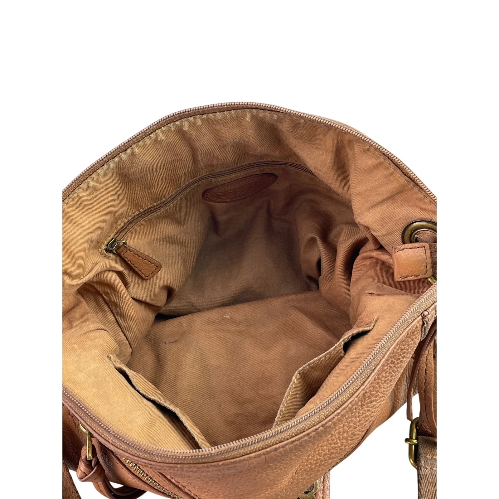 Fossil Karli Women's Tan Brown Pebbled Leather Hobo Crossbody Handbag Size OS - Image 4
