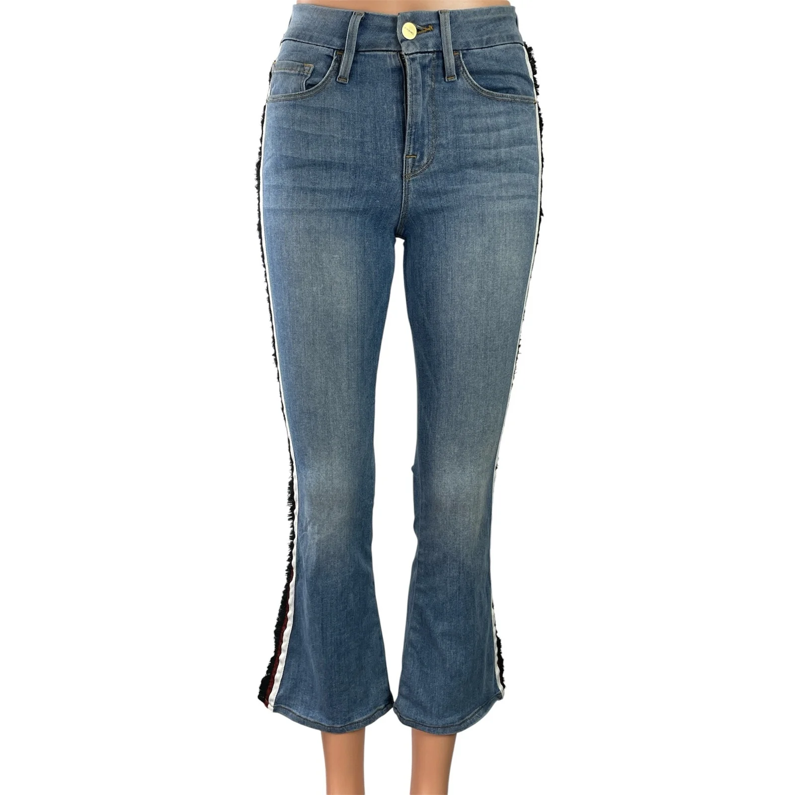 Frame Denim Women's Blue High Waisted Flared Bootcut Crop Denim Jeans Pants 25