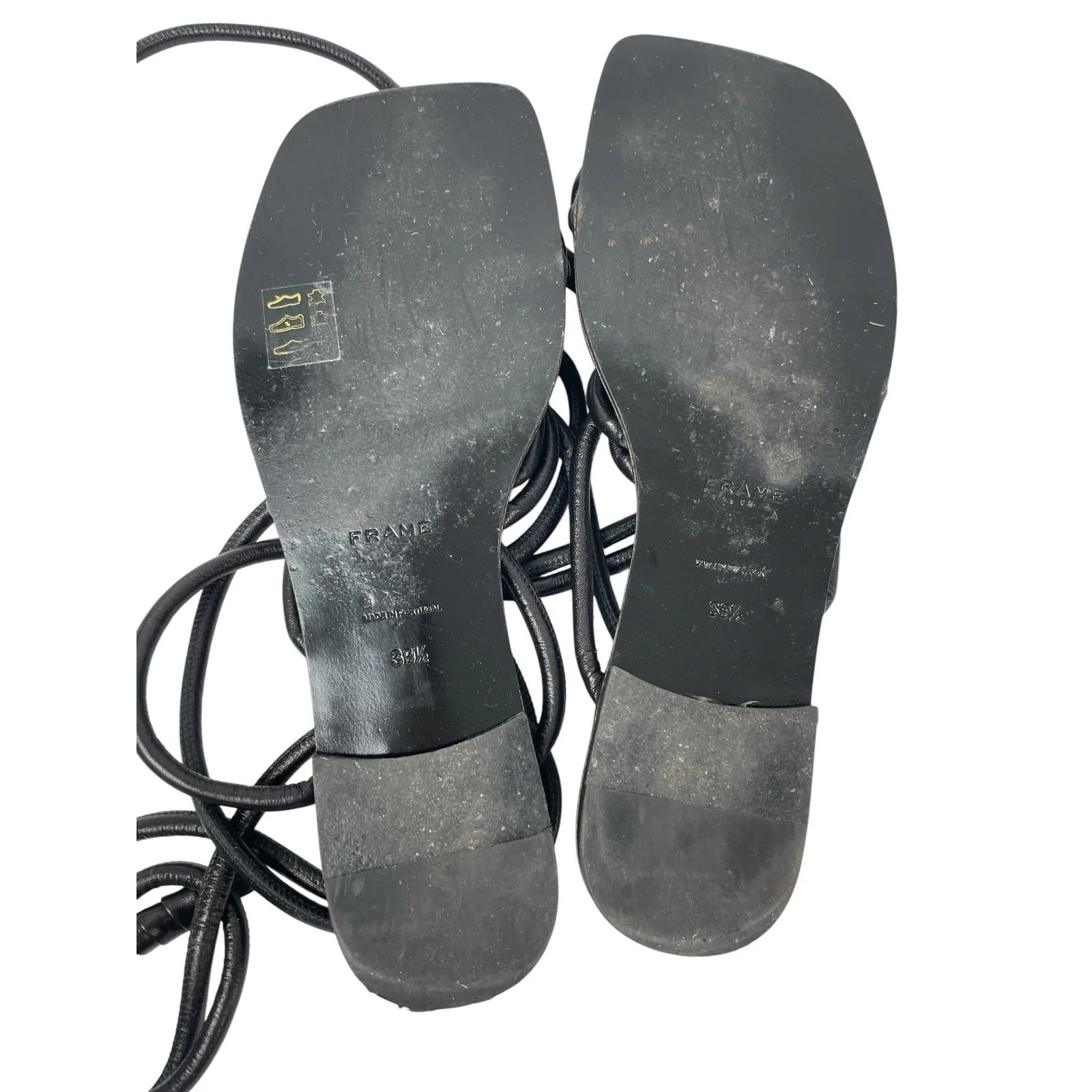 Frame Le Remi Women's Black Leather Straps Lace Up Square Toe Flats Sandals 39.5 - Image 5