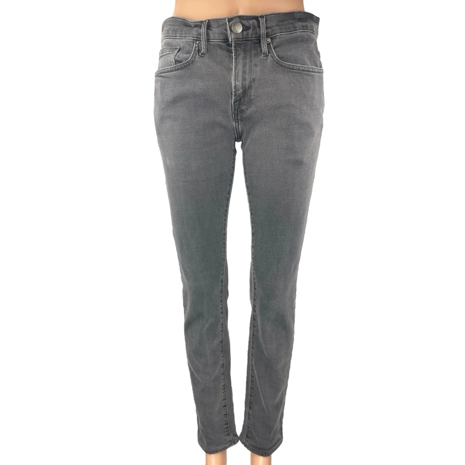 Frame L'Homme Womens Black Gray Mid Rise Skinny Straight Denim Jeans Pants Sz 29