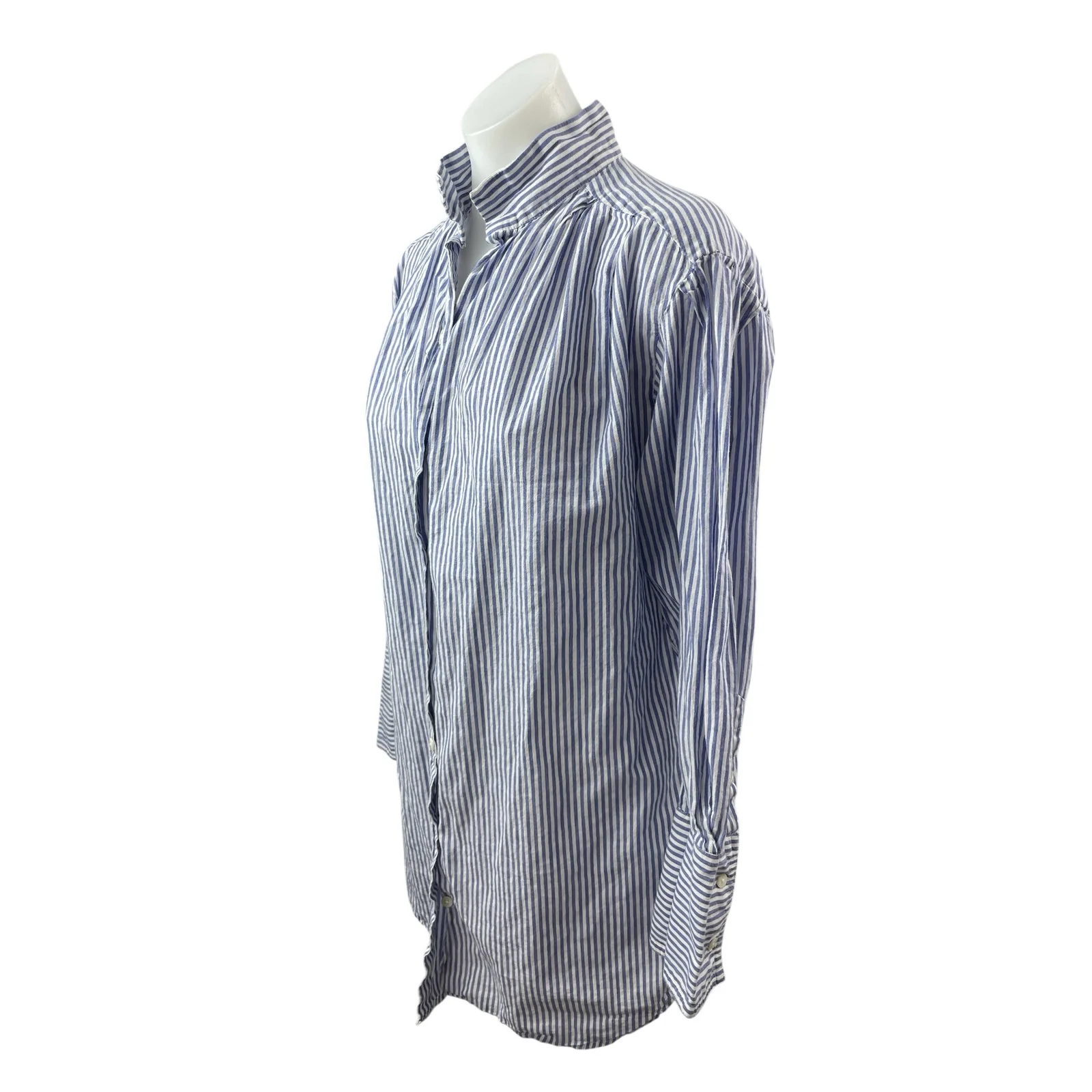 Frame Women's Blue White Striped Long Sleeve Button Down Shirt Tunic Top Size S - Image 2