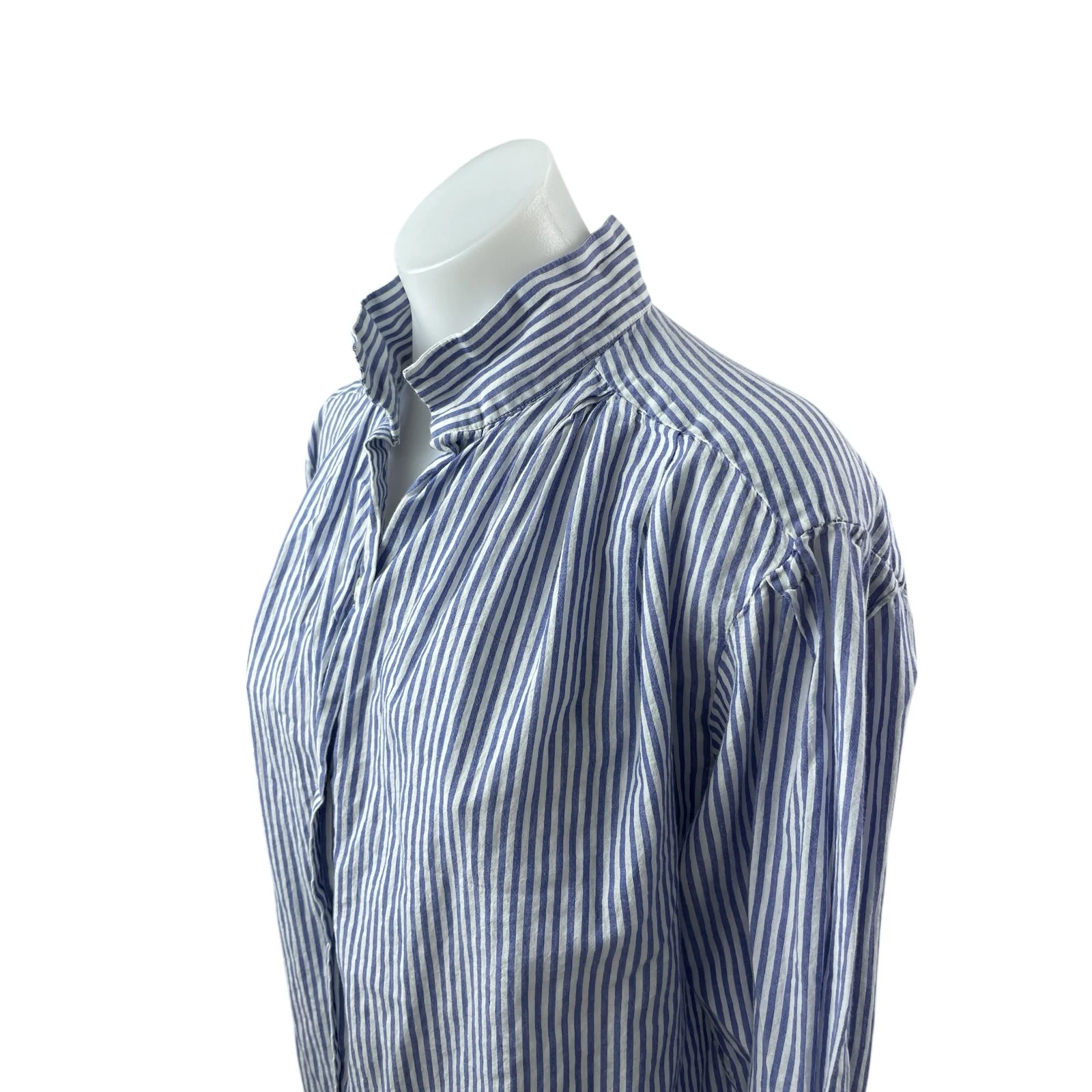 Frame Women's Blue White Striped Long Sleeve Button Down Shirt Tunic Top Size S - Image 3