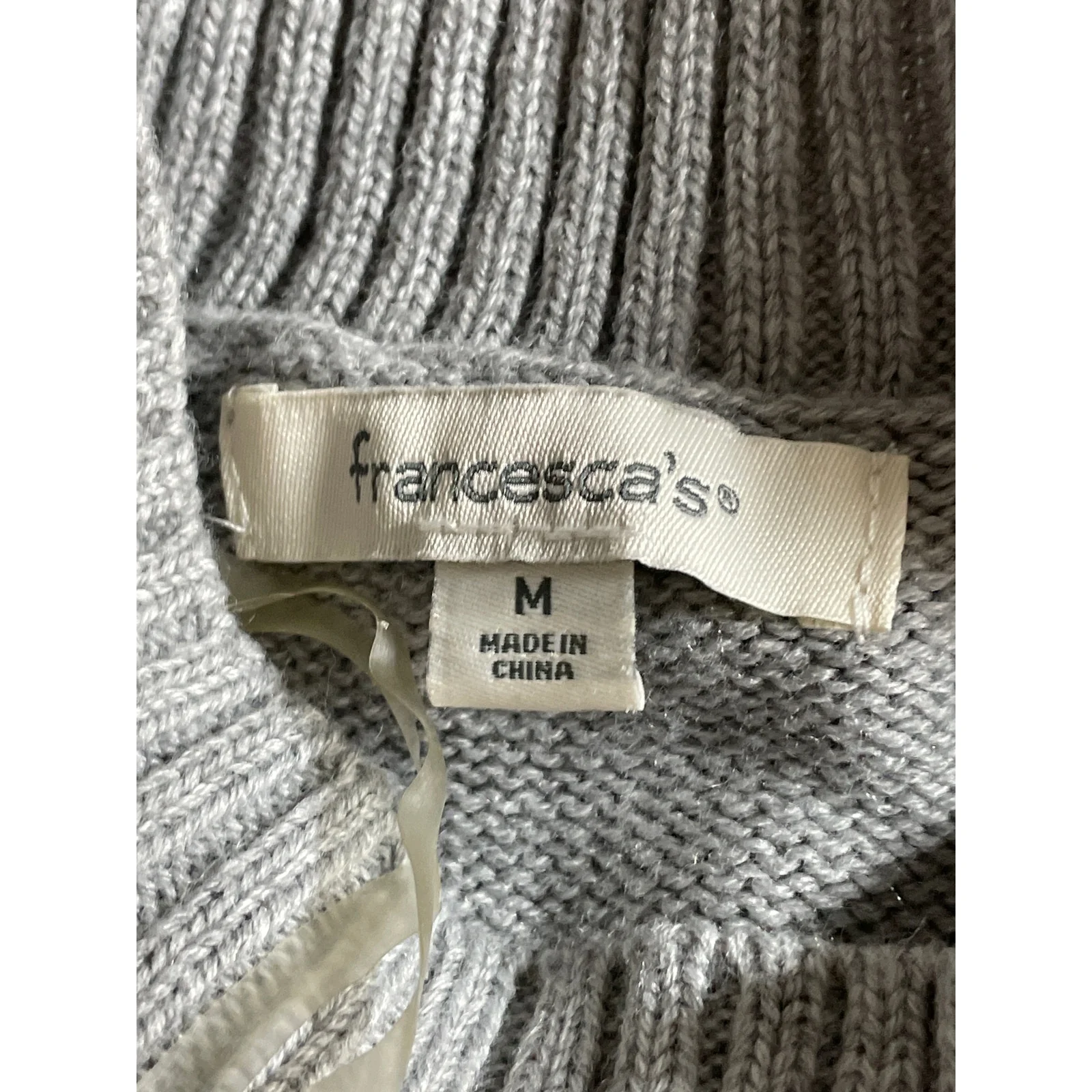 Francesca's Women's Gray Reversible Sequin Mock Neck Cutout Sweater Top Size M - Image 7