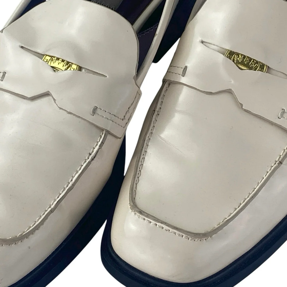 Franco Sarto Giada Cream White Leather Slingback Buckle Loafer Heels Shoes Sz 9M - Image 5