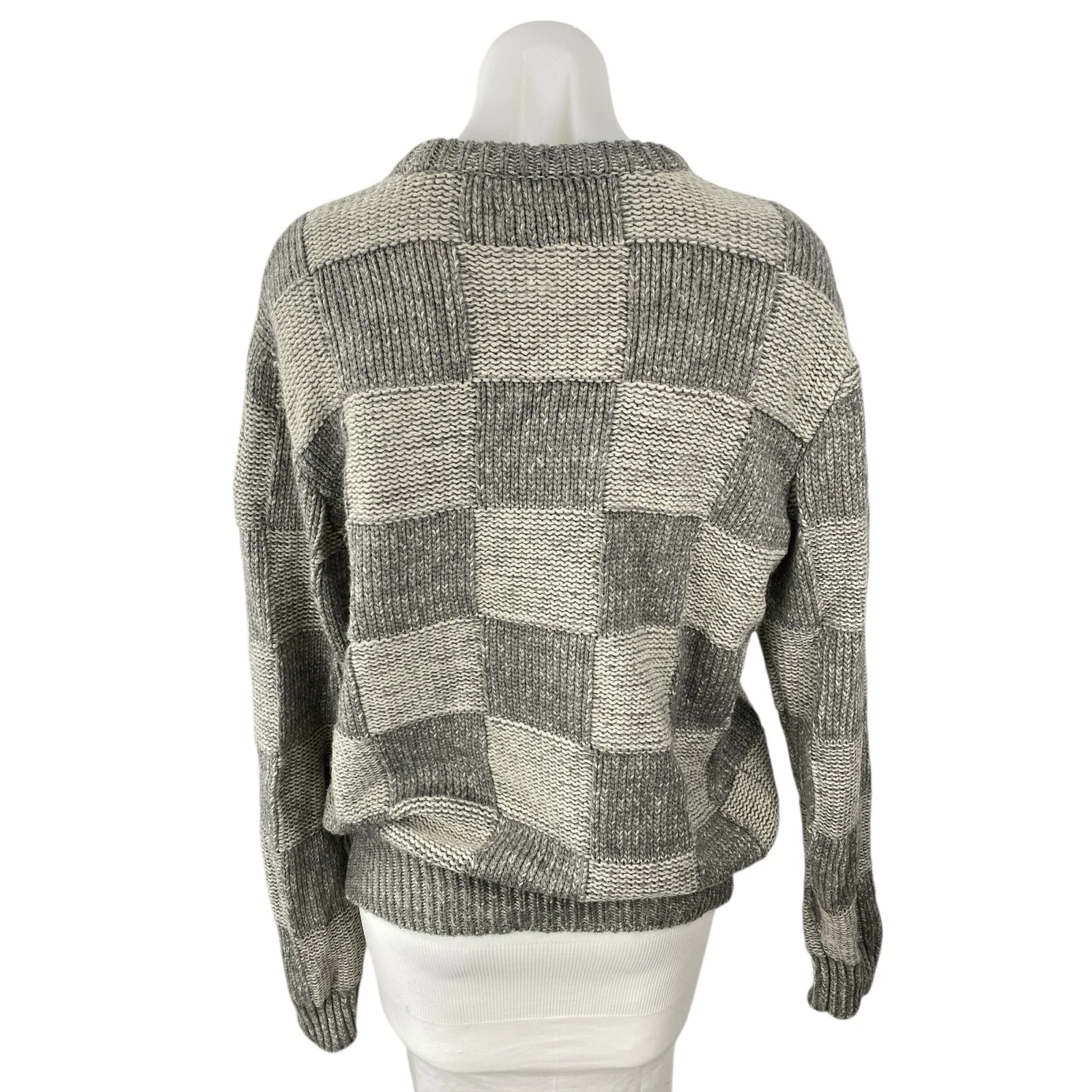 Frank and Oak Women's Gray Wool Checkered Gingham Long Sleeve Sweater Top Sz M - Image 4