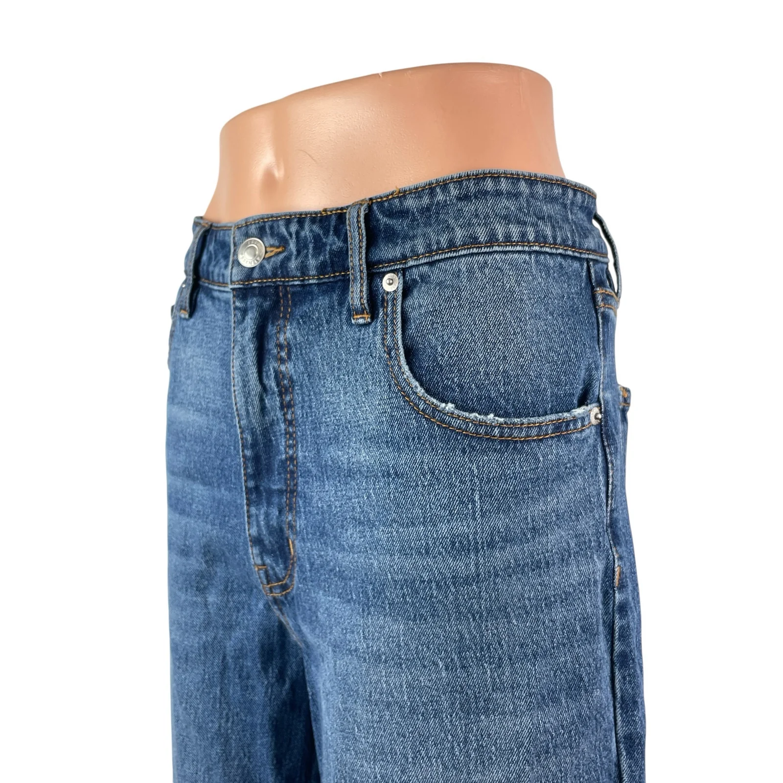 Free Assembly Women's Blue High Rise Wide Leg Baggy Palazzo Denim Jeans Size 35 - Image 2