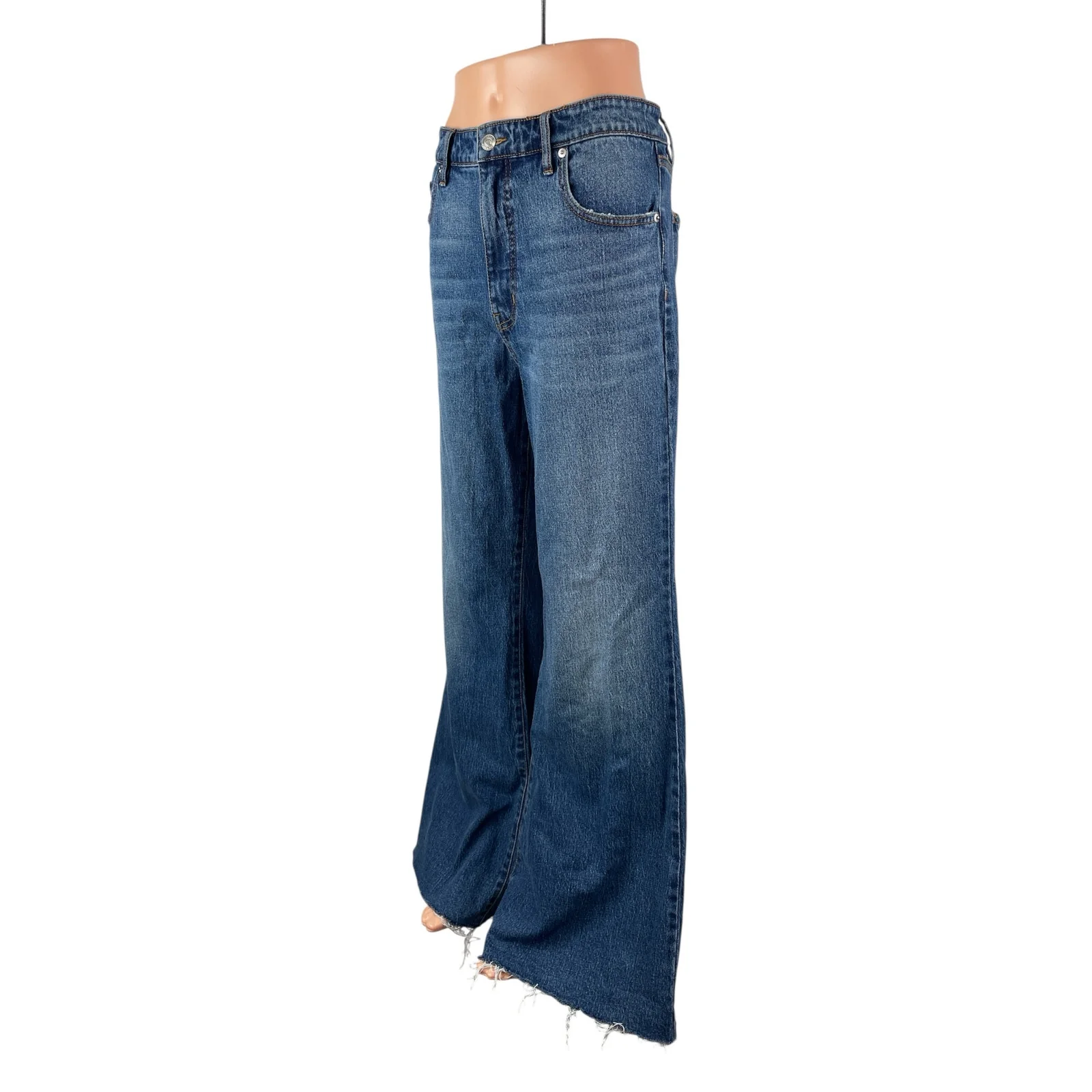 Free Assembly Women's Blue High Rise Wide Leg Baggy Palazzo Denim Jeans Size 35 - Image 3