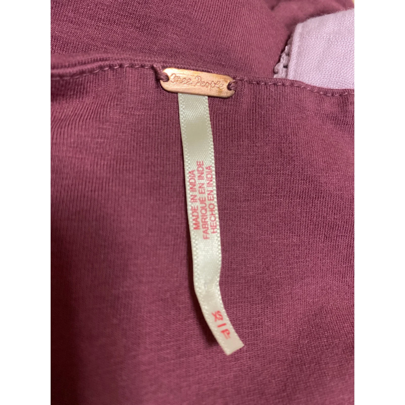 Free People 2 Tone Maroon Sleeveless Cami Camisole Square Neck Crop Tank Top XS - Image 3