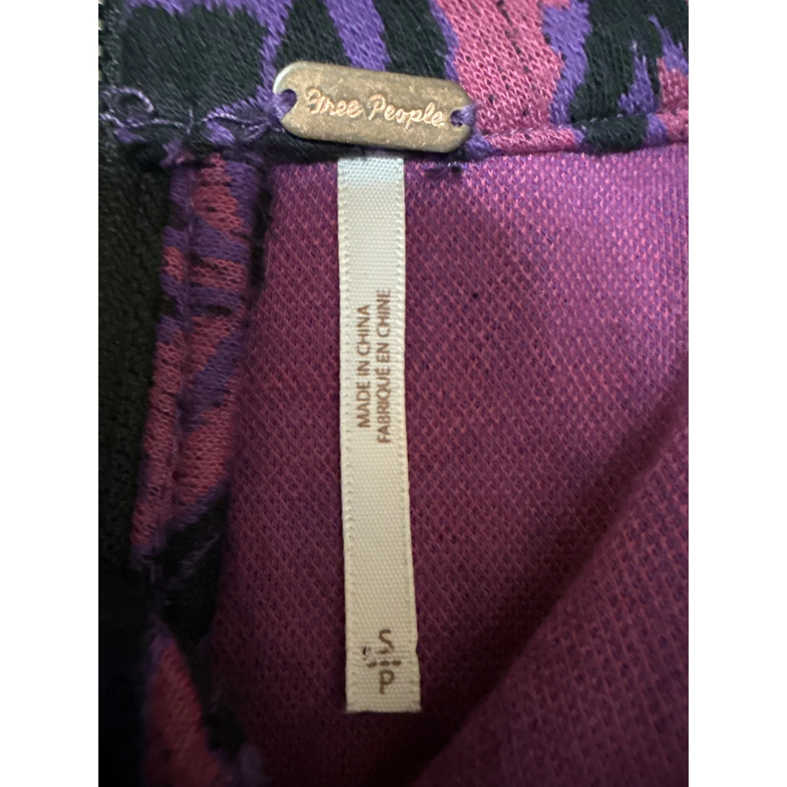 Free People Amelia Purple Wool Aztec Knit Sleeveless Mock Neck Mini Tank Dress S - Image 4