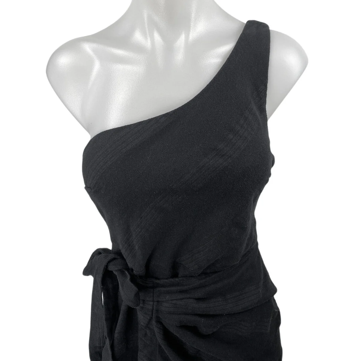 Free People At Leisure Black One Shoulder Sleeveless Wrap Midi Dress Size XS - Image 6