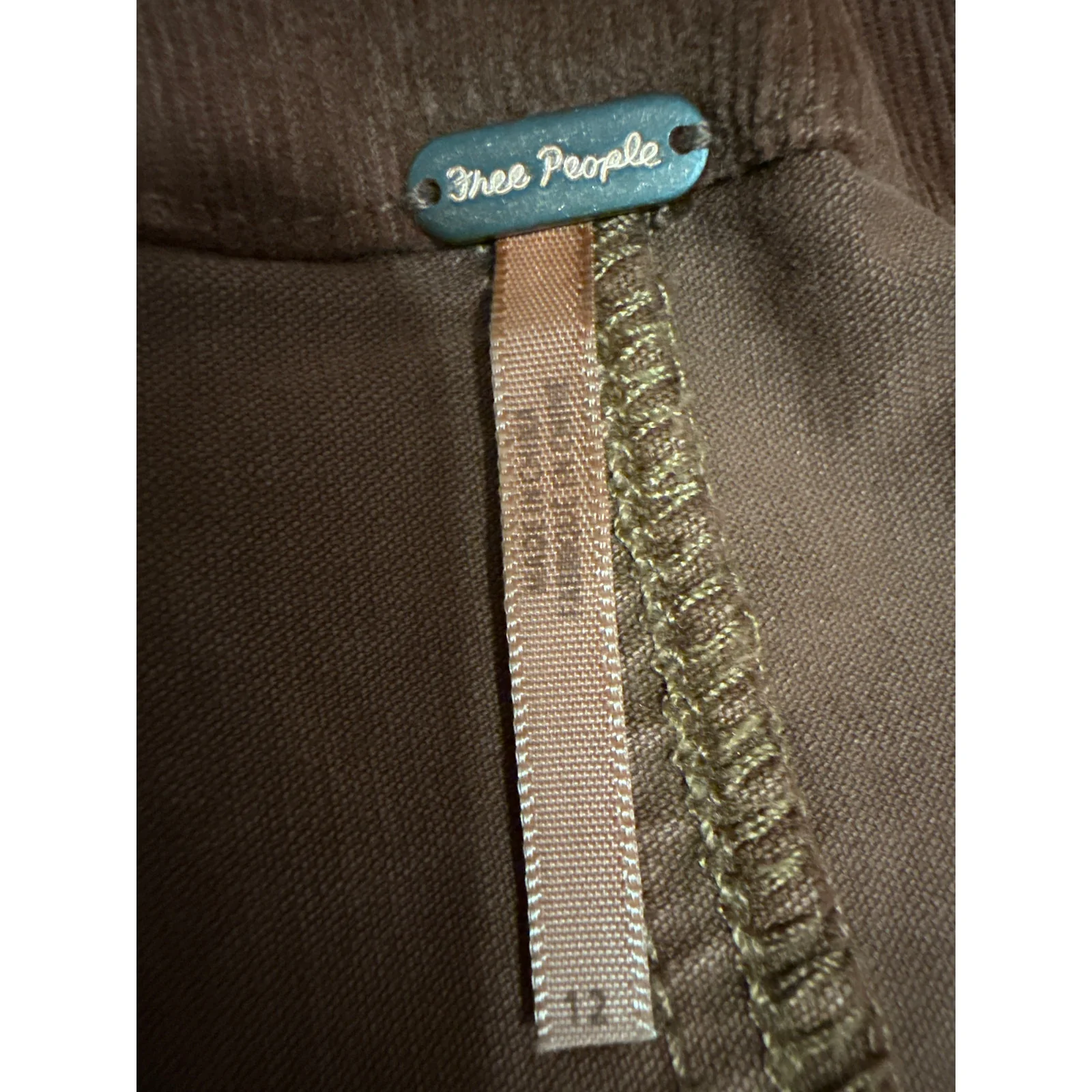 Free People Brown Corduroy High Waist Slit Zipper Mini A-Line Skirt Size 12 - Image 4