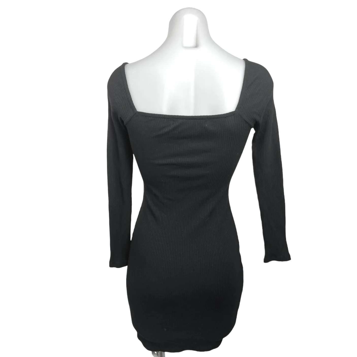 Free People FP Beach Black Square Neck Long Sleeve Mini Bodycon Dress Size XS - Image 2