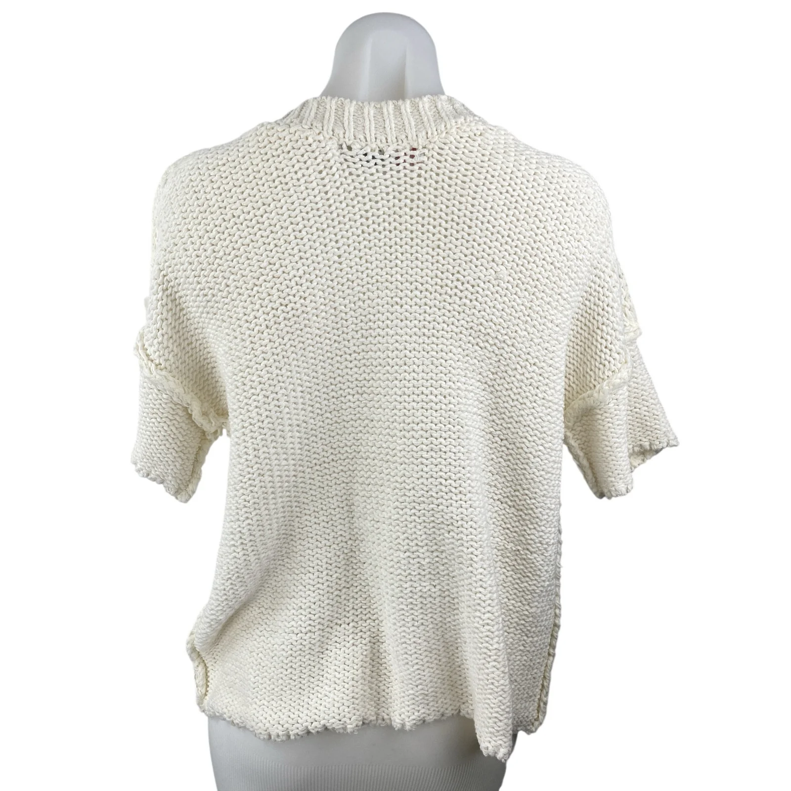 Free People FP Beach Women's White Knit Short Sleeve Cover Up Sweater Top Sz S - Image 2
