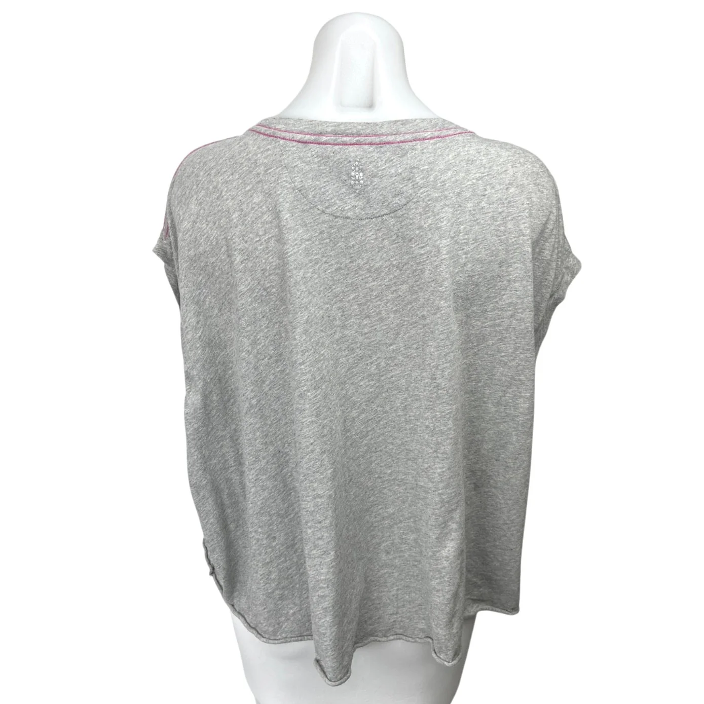 Free People FP Movement Gray Drop Shoulder Scoop Neck T Shirt Tee Top Size S - Image 2