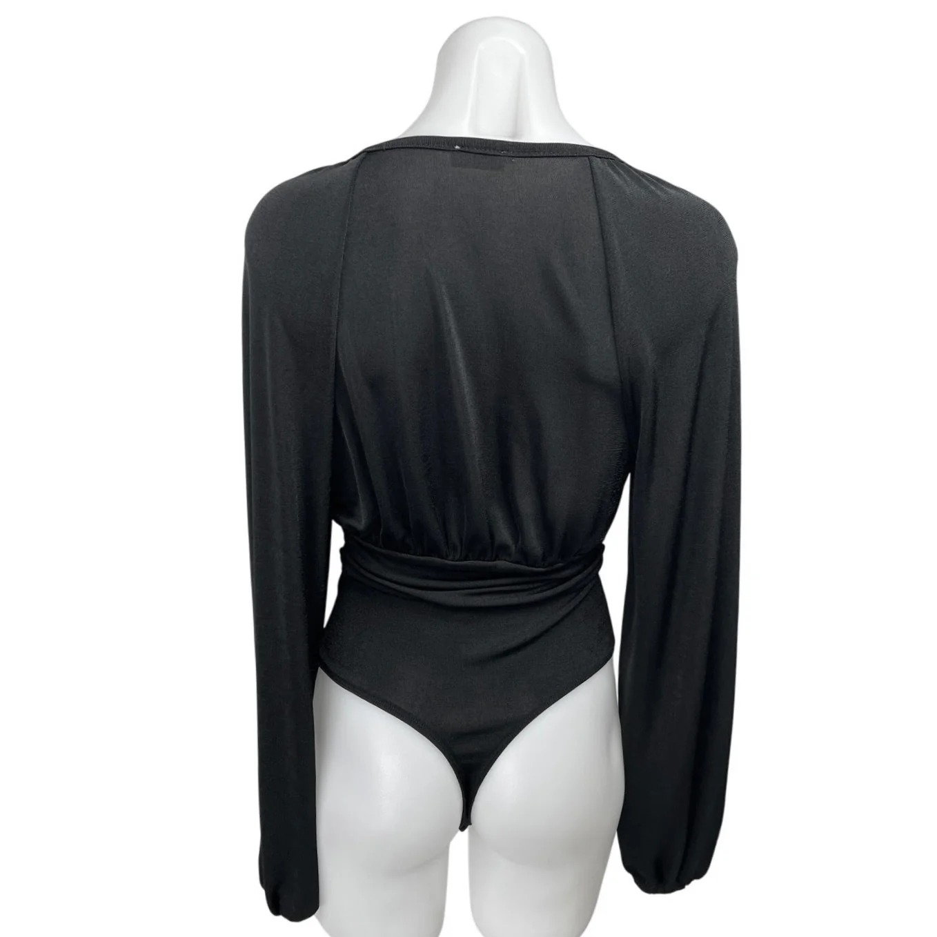 Free People In Your Arms Black Long Sleeve Shirred Bodysuit Blouse Top Size S - Image 2