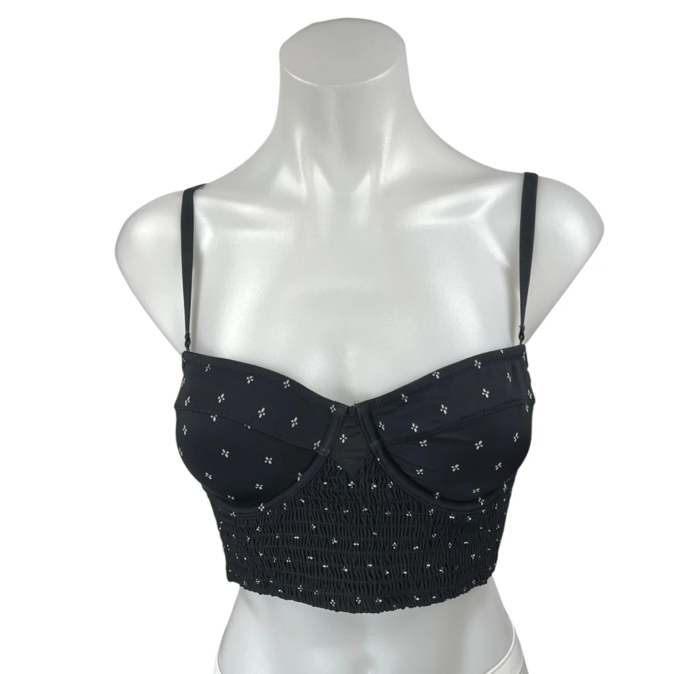 Free People Intimately Black White Floral Sleeveless Camisole Tank Crop Top S