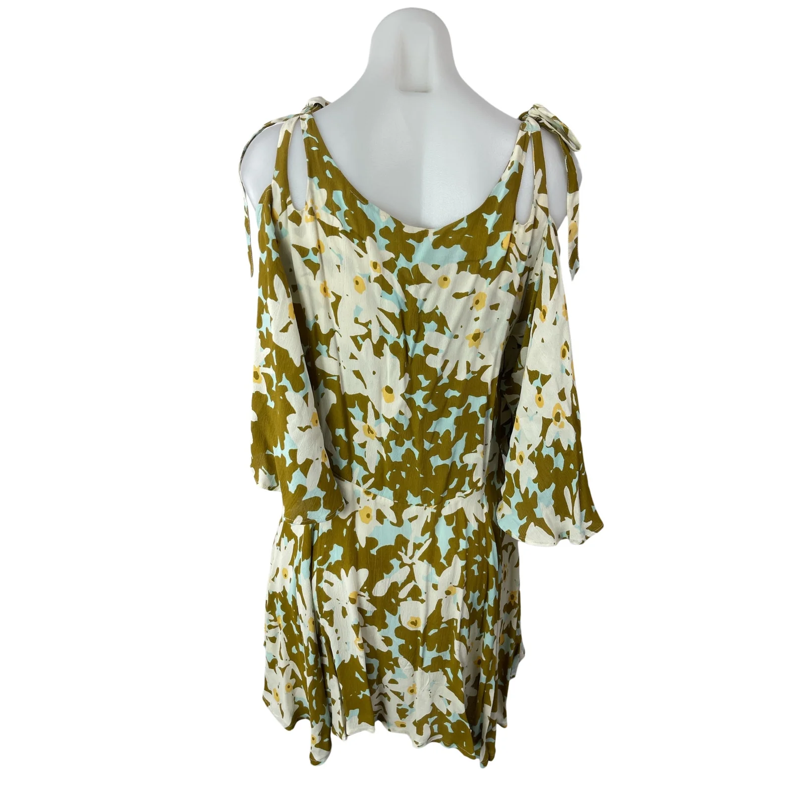 Free People Lucina Floral Cold Shoulder Long Sleeve Pleated Mini A-Line Dress XS - Image 2