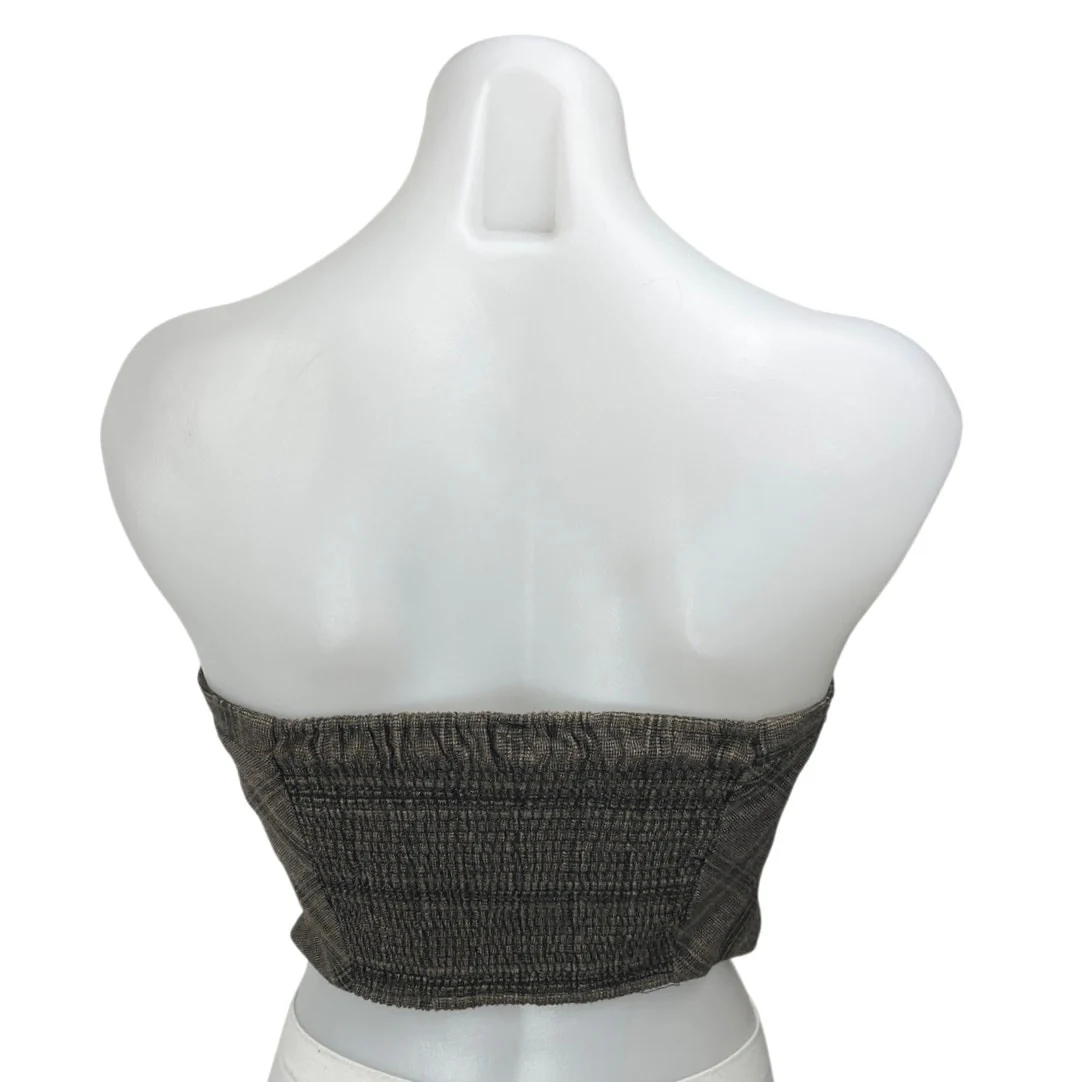 Free People Multicolor Plaid Sleeveless Strapless Bandeau Tube Crop Top Size 6 - Image 2
