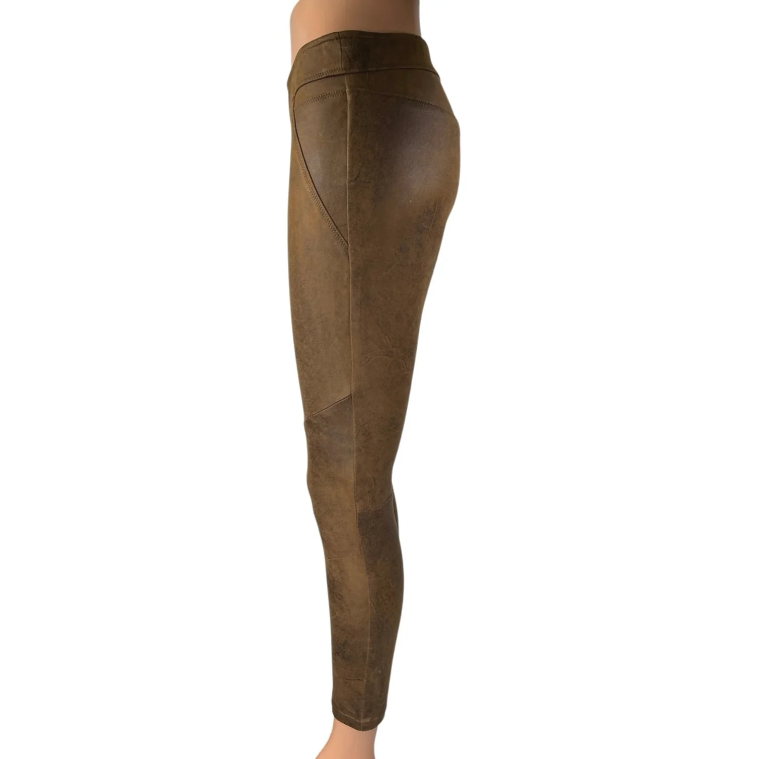 Free People Never Let Go Brown Faux Suede Leather Pull On Legging Pants Size 4 - Image 2