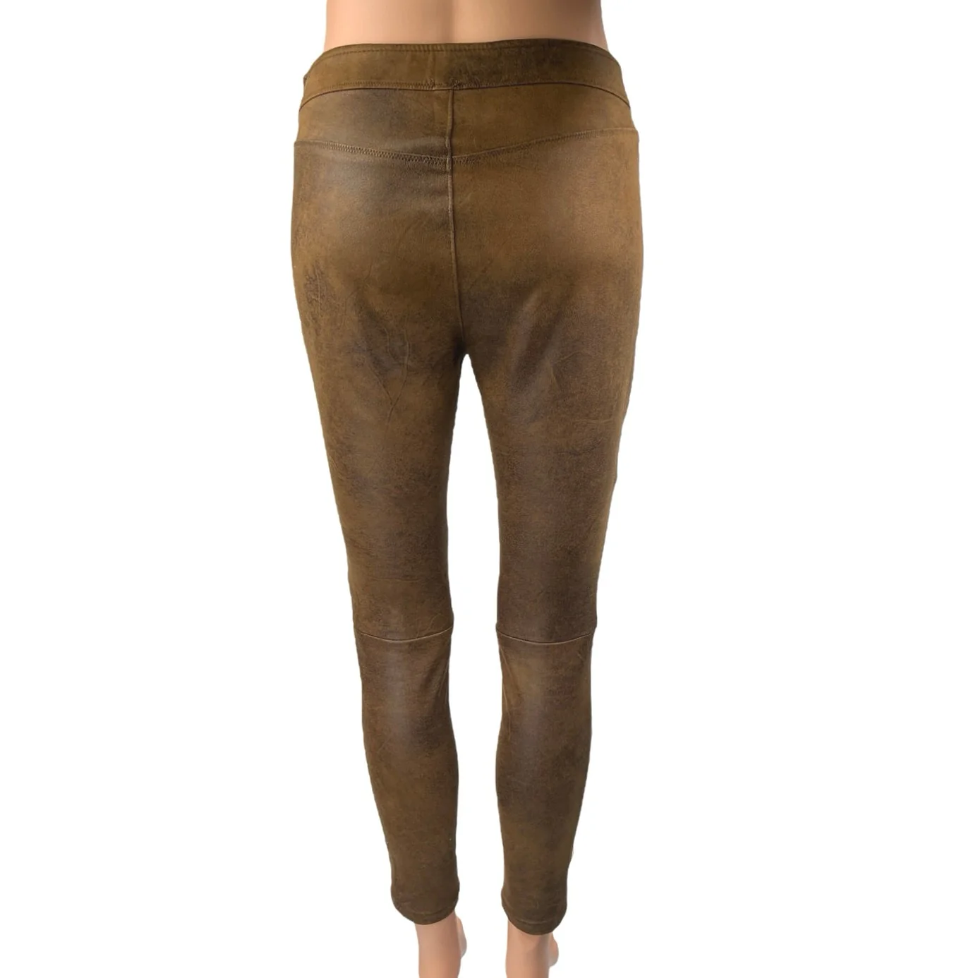 Free People Never Let Go Brown Faux Suede Leather Pull On Legging Pants Size 4 - Image 3