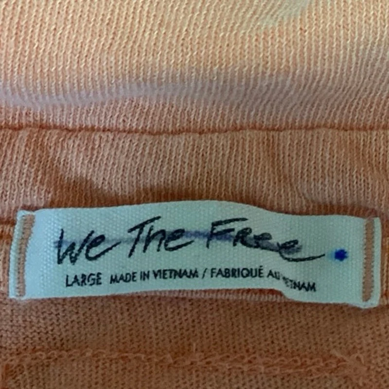 Free People Orange Cotton Collared Short Sleeve Boxy Crop Polo Shirt Top Size L - Image 3