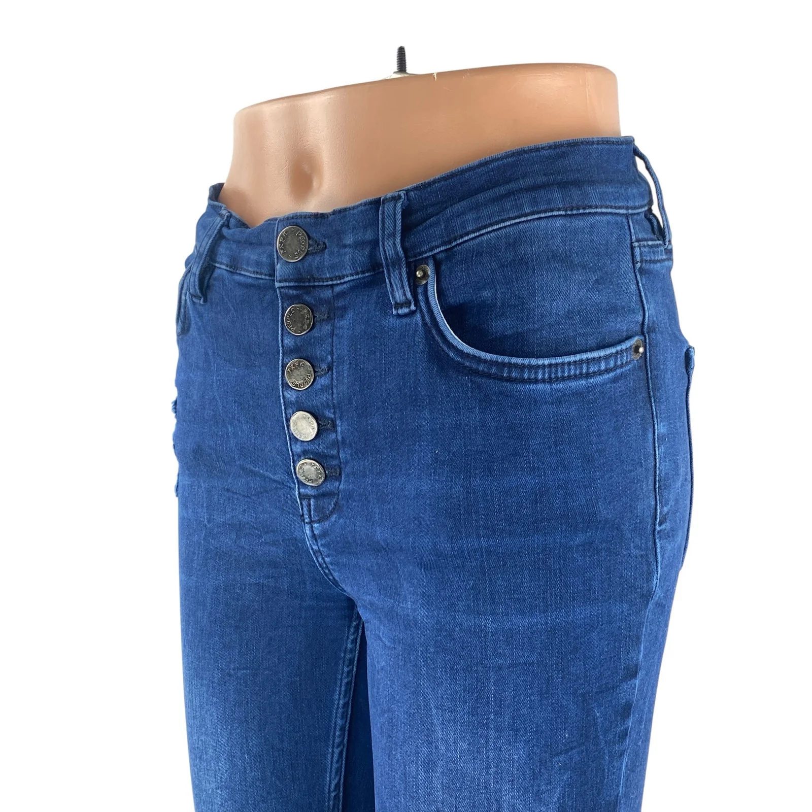 Free People Reagan Destroyed Distressed High Rise Skinny Denim Jeans Pants Sz 28 - Image 2