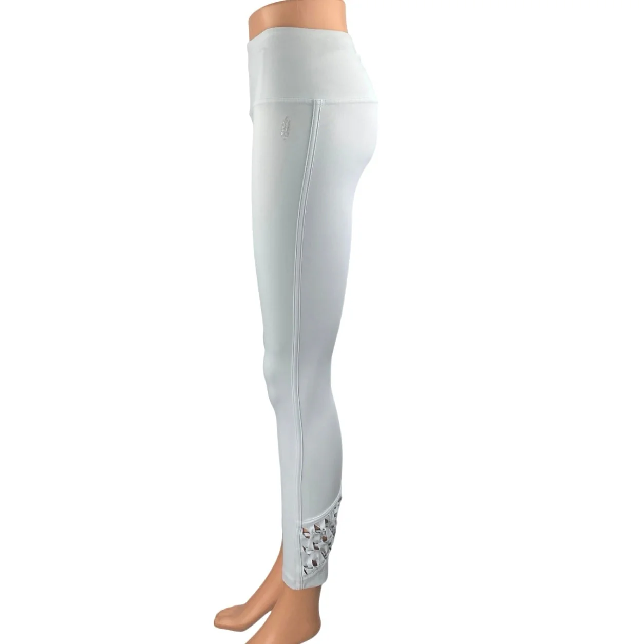 Free People Revelation Women's White Cutouts Mid Rise Yoga Leggings Pants Sz XS - Image 2