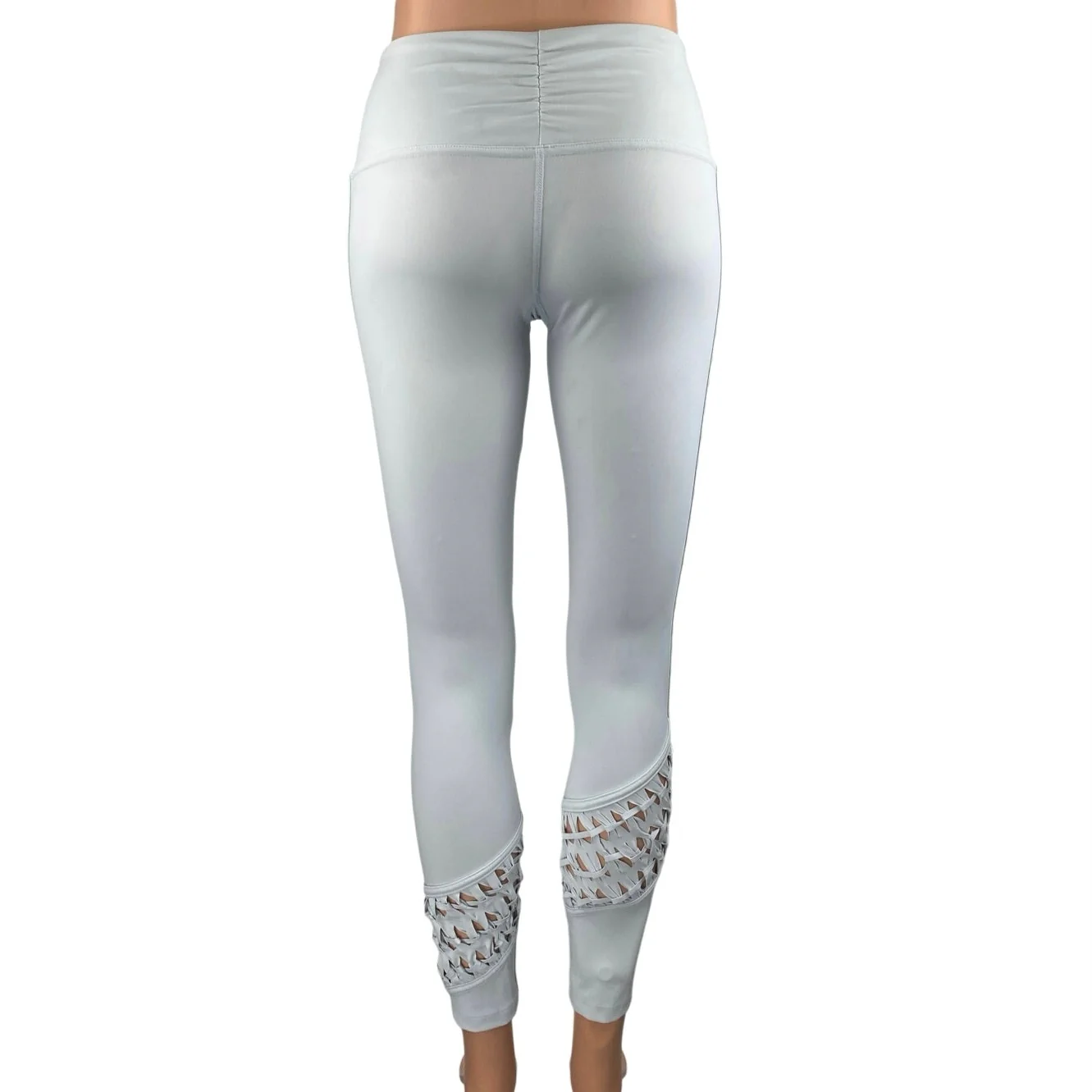 Free People Revelation Women's White Cutouts Mid Rise Yoga Leggings Pants Sz XS - Image 3