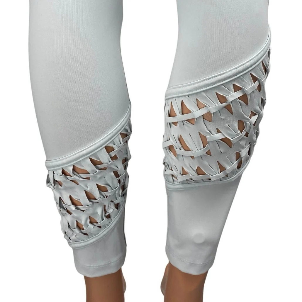 Free People Revelation Women's White Cutouts Mid Rise Yoga Leggings Pants Sz XS - Image 4