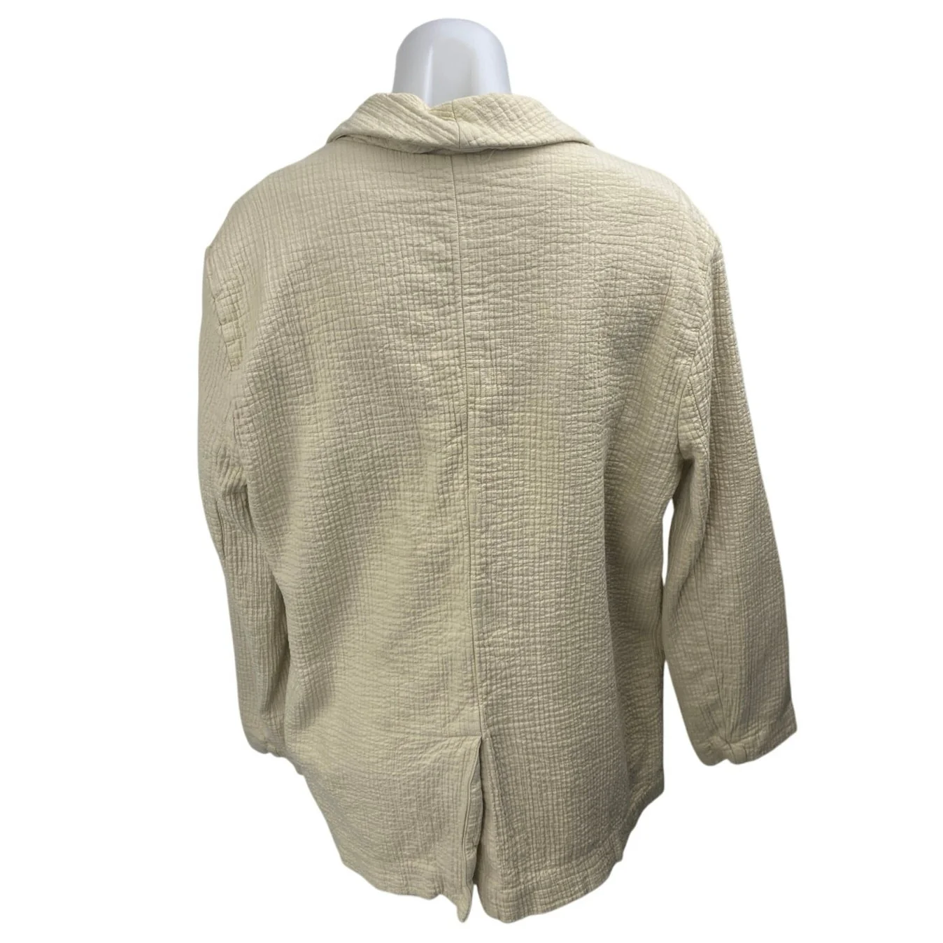 Free People Rowan Cream Gauze Double Breasted Long Sleeve Blazer Coat Jacket M - Image 2