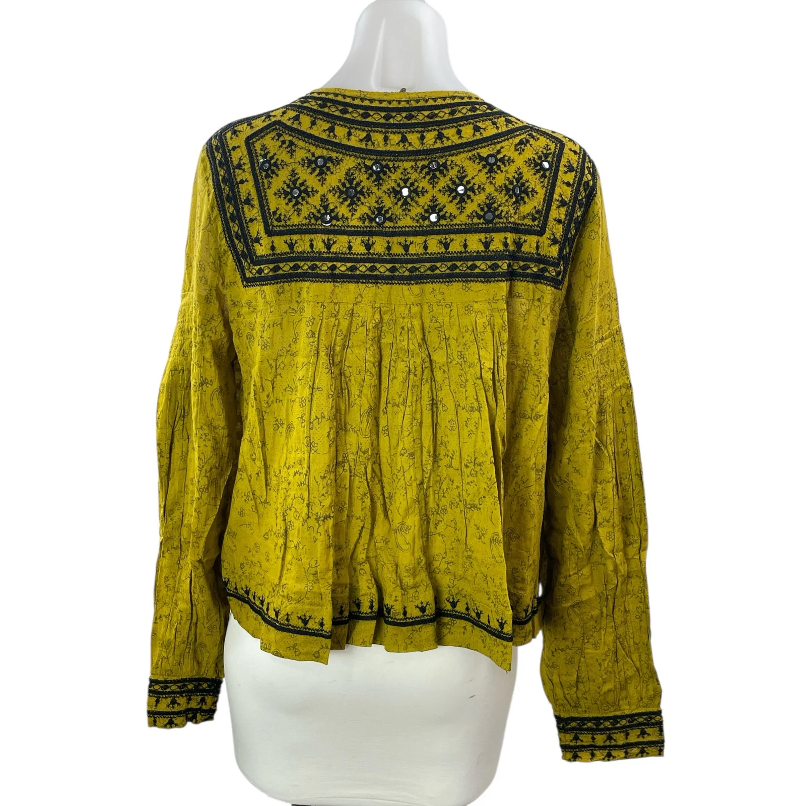 Free People Twilight Folk Green Embroidered Tassel Long Sleeve Coat Jacket Sz S - Image 2