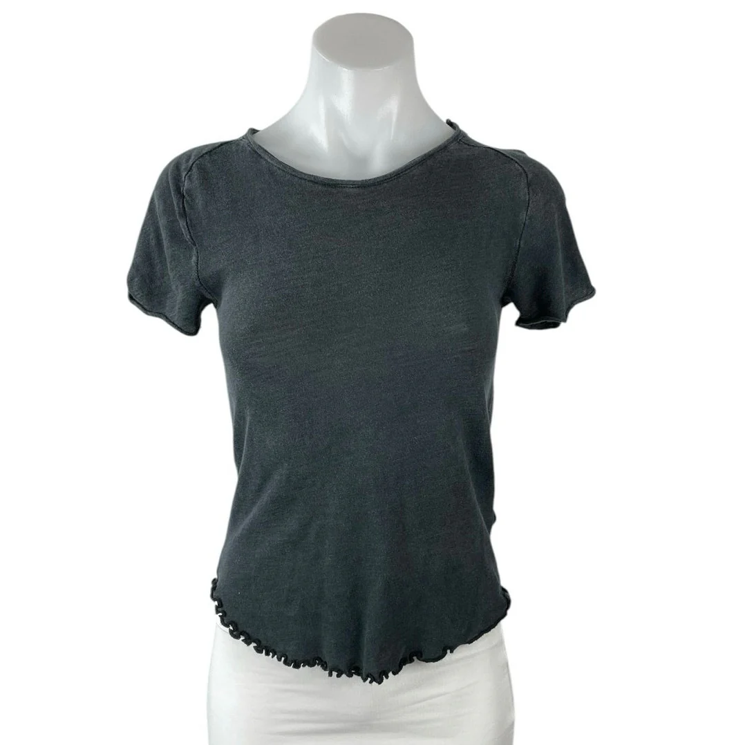 Free People We The Free Be My Baby Short Sleeve Lettuce Hem Tee T-Shirt Top XS