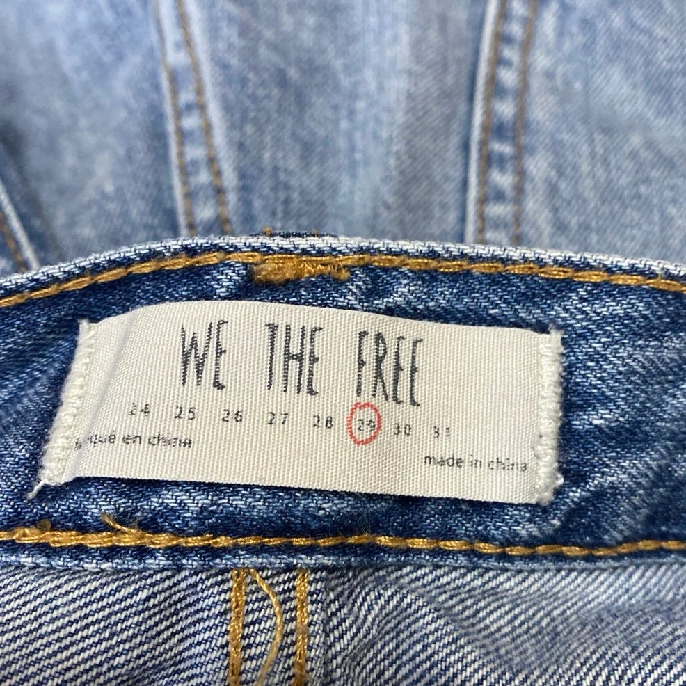 Free People We The Free Blue Distressed Cut Off High Rise Denim Jean Shorts 29 - Image 5