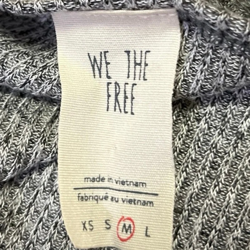 Free People We The Free Gray Long Sleeve Smocked Knit Cropped Sweater Top Size M - Image 3