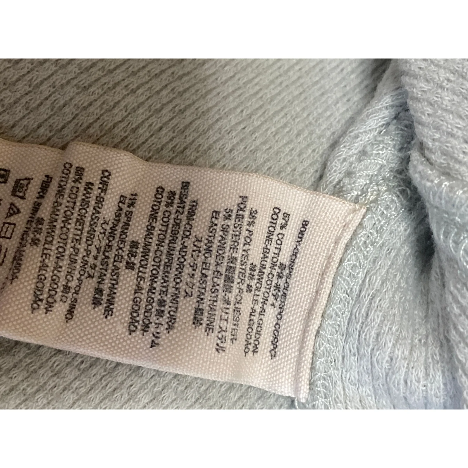 Free People We The Free Green Bandana Cuff Waffle Knit Long Sleeve Sweater Sz S - Image 6
