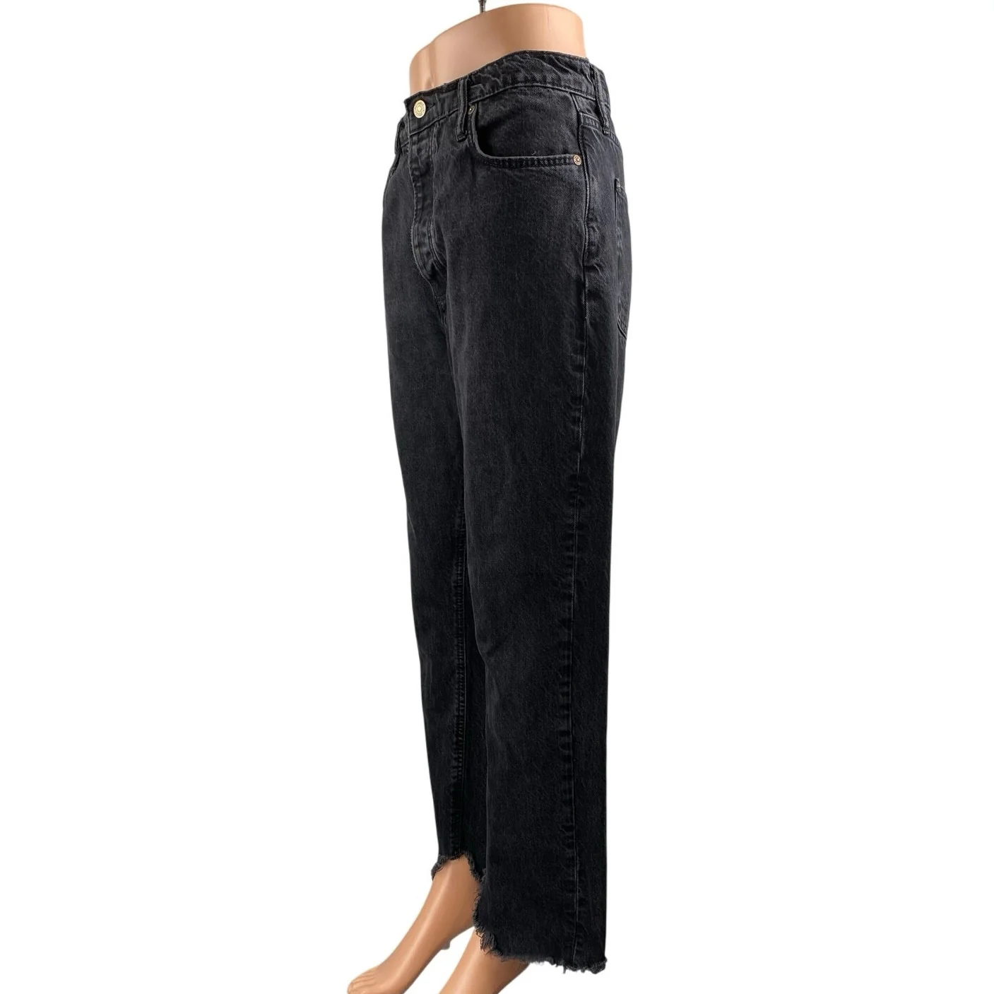 Free People We The Free High Rise Raw Hem Frayed Straight Leg Denim Jeans Sz 28 - Image 2