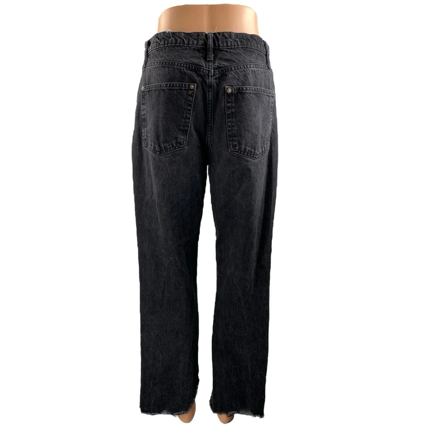 Free People We The Free High Rise Raw Hem Frayed Straight Leg Denim Jeans Sz 28 - Image 3