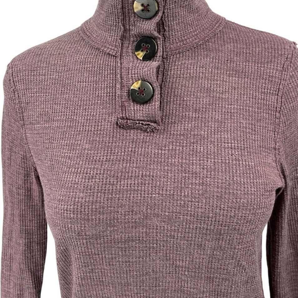 Free People We The Free Purple Turtleneck Henley Long Sleeve Sweater Top Size S - Image 3