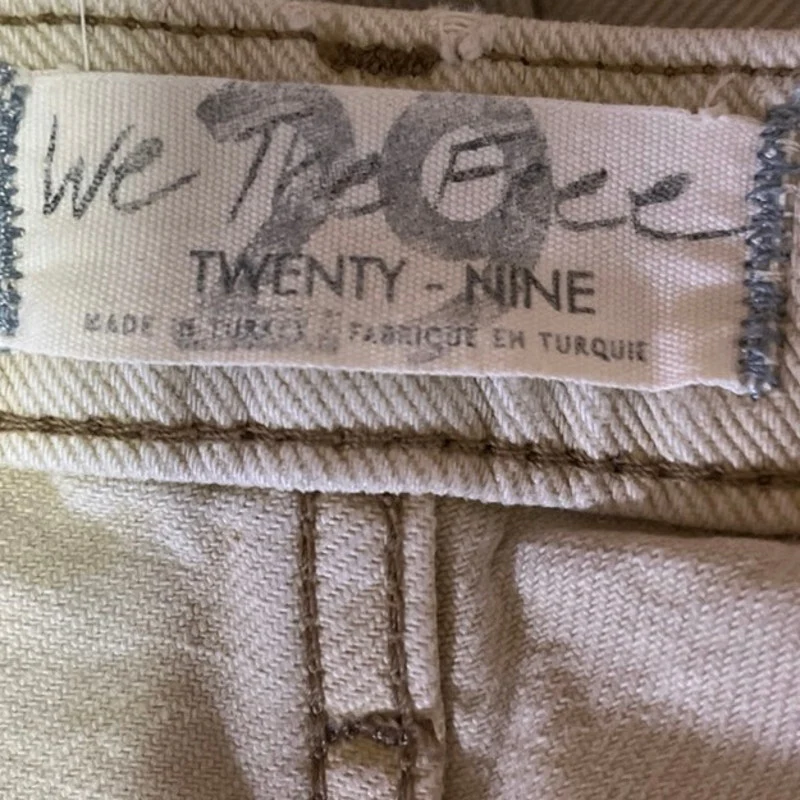 Free People White Cream Straight Wide Leg High Waist Baggy Denim Jeans Pants 29 - Image 4