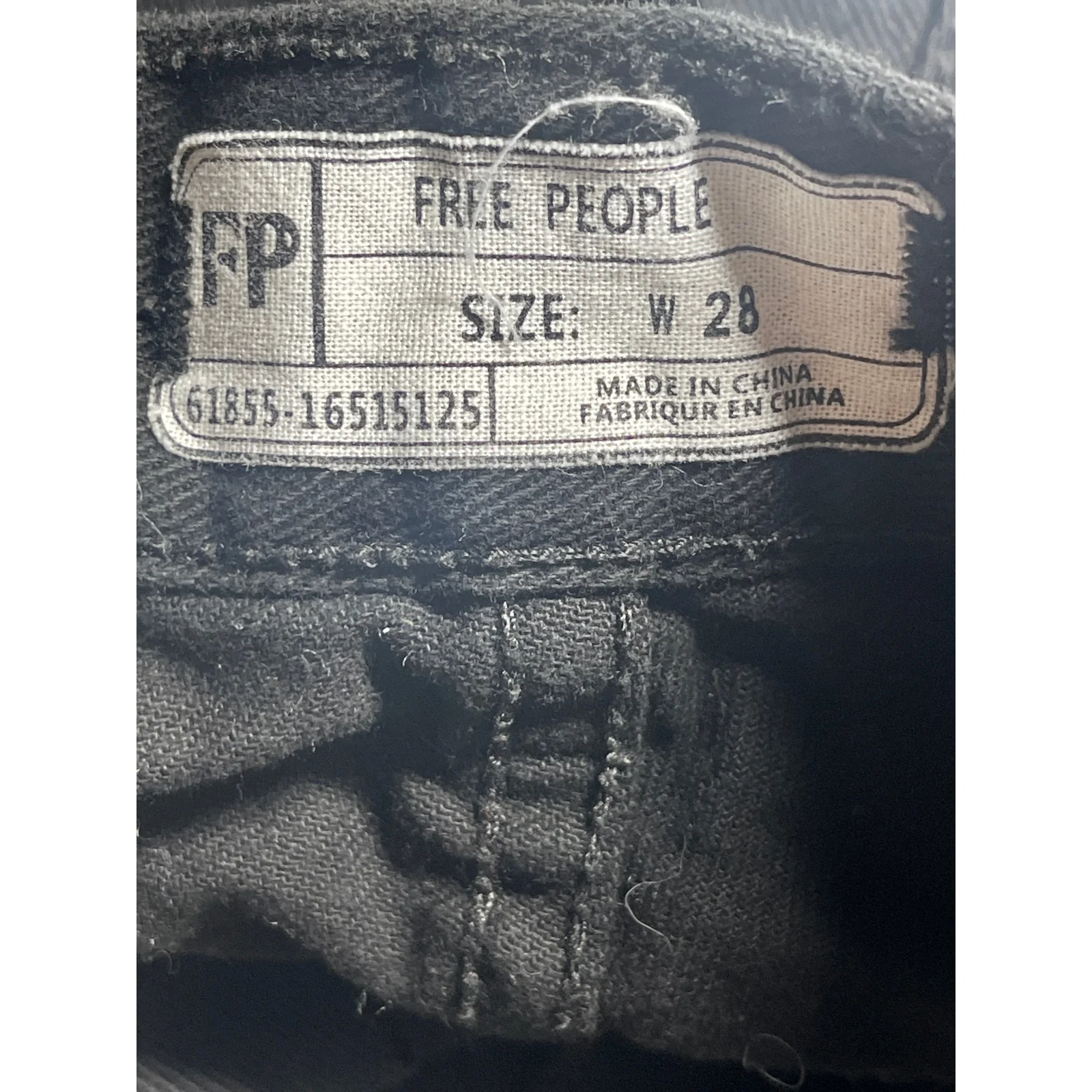 Free People Women's Black Lace Hem High Waisted Wide Leg Denim Jeans Shorts 28 - Image 3