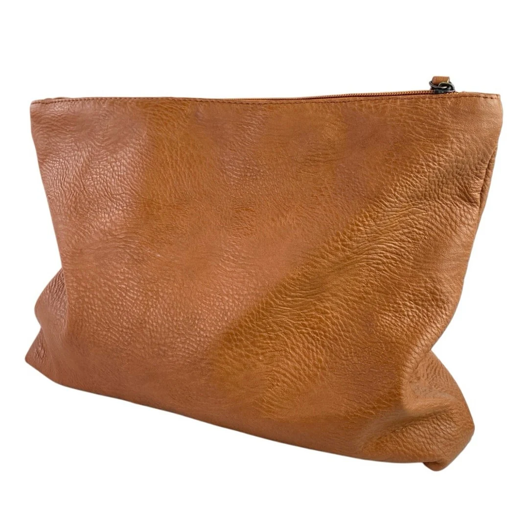 Free People Women's Brown Vegan Faux Leather Zip Closure Clutch Pouch Hand Bag - Image 3