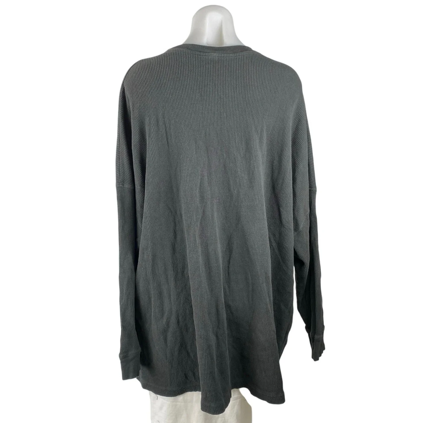 Free People Women's Gray Black Long Sleeve Rib Knit Pullover Sweater Top Size L - Image 3