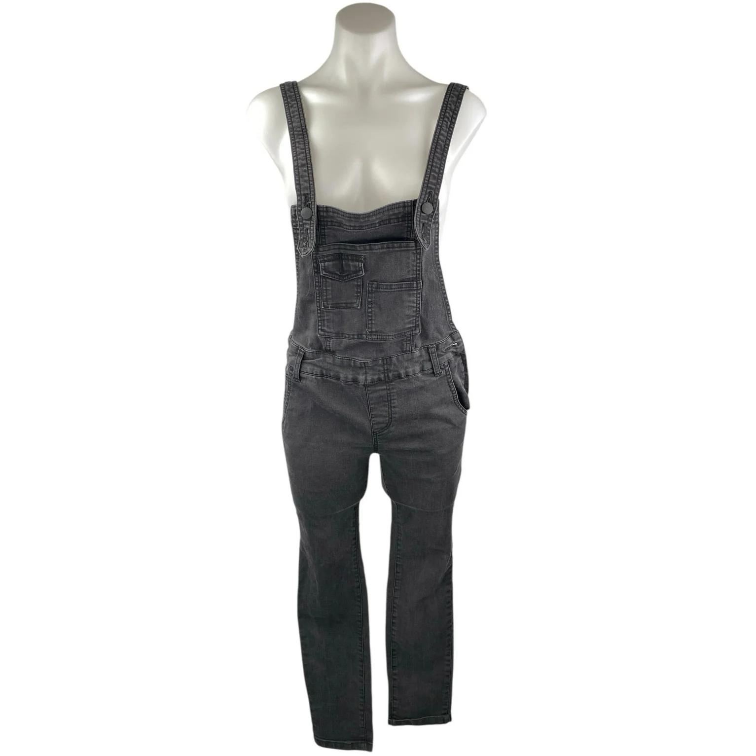 Free People Women's Gray Sleeveless Skinny Denim Dungarees Overalls Jumpsuit 25