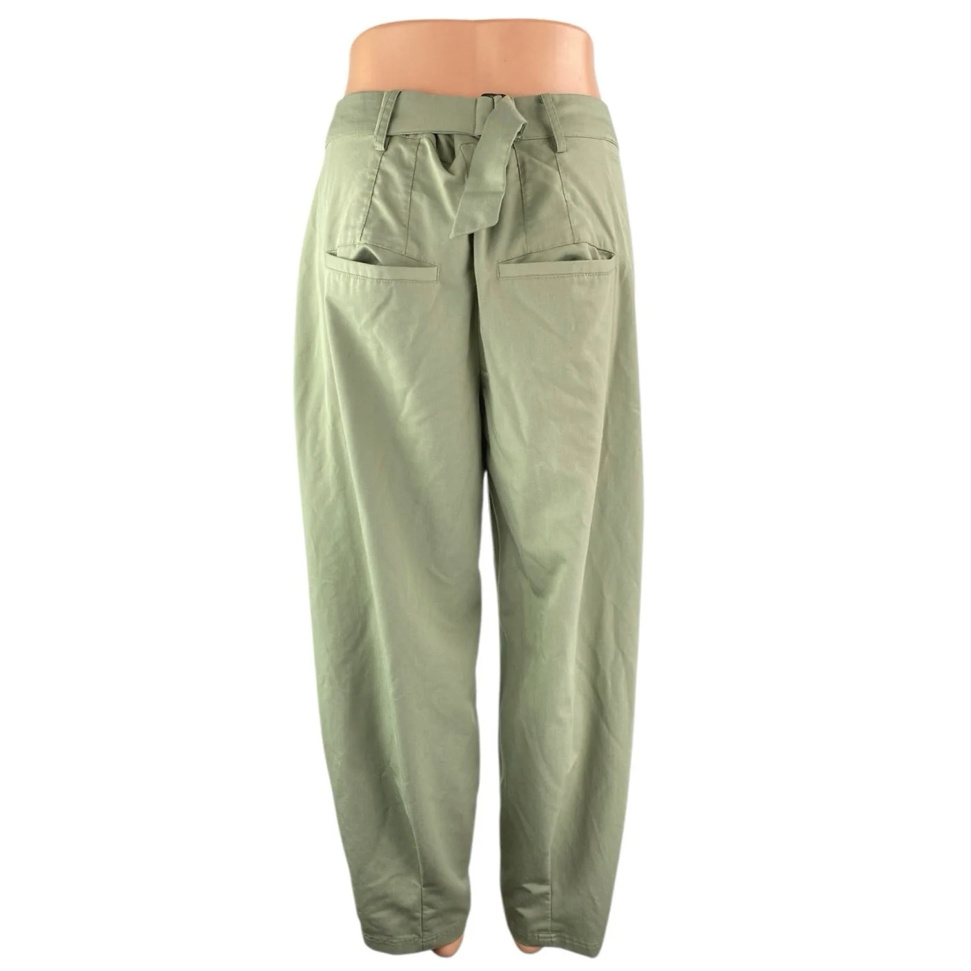 Free People Women's Green High Waisted Pleated Taoered Wide Leg Trousers Pants 6 - Image 2